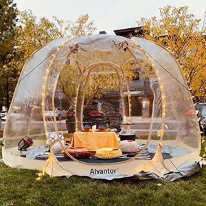 Alvantor Pop Up Bubble Tent – 12’ x 12’ Instant Igloo Tent – 8-10 Person Screen House for Patios – Large Oversize Weather Proof Pod – Cold Protection Camping Tent – Beige