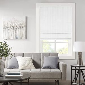 Madison Park Galen Cordless Roman Shades – Fabric Privacy Single Panel Darkening, Energy Efficient, Thermal Insulated Window Blind Treatment, for Bedroom, Living Room Decor, 27″ x 64″, White