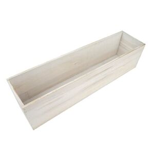 TABLECLOTHSFACTORY 24×6” Whitewash Wood Planter Boxes with Plastic Liner DIY Rustic Boxes Rectangle Wood Box for Wedding Party Decoration