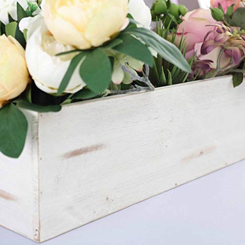 TABLECLOTHSFACTORY 24×6” Whitewash Wood Planter Boxes with Plastic Liner DIY Rustic Boxes Rectangle Wood Box for Wedding Party Decoration | The Storepaperoomates Retail Market - Fast Affordable Shopping