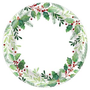 Traditional Holly Round Paper Plates – 6.75″ | Multicolor | Pack of 40