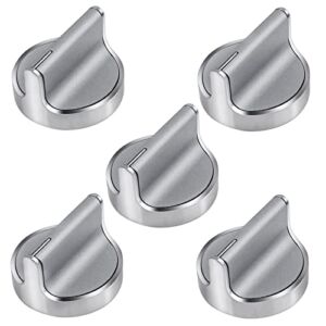 Beaquicy Upgrade W10594481 Cooker Stove Control Knob Stainless Steel Knob 5 Pack Replacement for Whirlpool Range