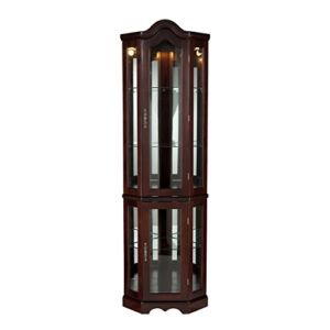 Home Decorators Collection Vitric Lighted Curio, 70″ Hx21 Wx16 D, Mahogany