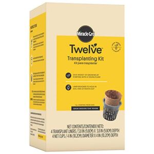 Miracle-Gro Twelve Transplanting Kit, Includes 4 Coir Liners and 4 Large Net Cups – Use Twelve Indoor Growing System – Designed for Growing Plants in Hydroponic Systems