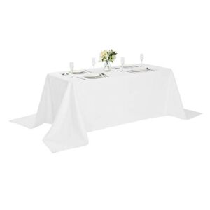 Rectangle Tablecloth 90×132 inch Washable Polyester Fabric Table Cloth for Wedding Party Dining Banquet Decoration（90×132, White）