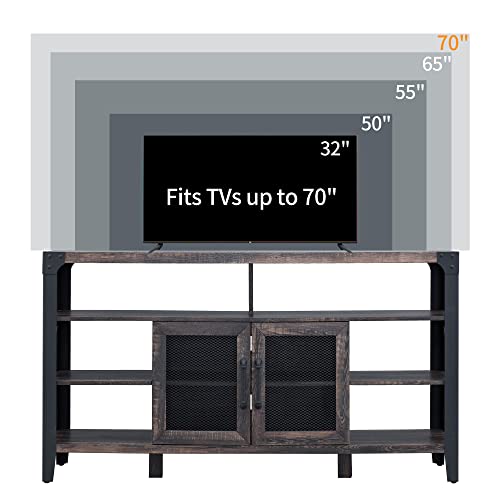 OKD TV Stand Industrial Rustic Entertainment Center for 65 Inch TV, 33″ Tall Wood Media TV Console Cabinet Table w/Soundbar Shelf & 2″ Wide Metal X-Frame for Living Room, Dark Rustic Oak | The Storepaperoomates Retail Market - Fast Affordable Shopping