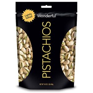 Wonderful Pistachios, In-Shell, Lightly Salted Nuts, 16 Oz, Gluten Free, Good Source of Protein, Carb Friendly, Healthy Snack