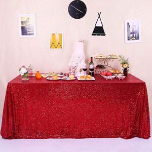GFCC Glitter Red Sequin Tablecloth – 60×102 Inch Shimmer Party Wedding Banquet Christmas Table Cloth Linen Rectangle Cake Table Cover