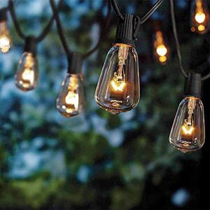 Abeja ST38 10Ft String Lights with 10 Clear Vintage Light Bulbs(1 Spare), E12 Scoket Base, UL Listed for Outdoor Indoor Party Porch Patio Decor, Black