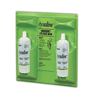 Honeywell Home-32-000462 32 oz. (946 ml) Double Bottle Sterile Saline Eye Wash Wall Station (Trilingual, Includes 2 Full Bottles) – Green/Clear