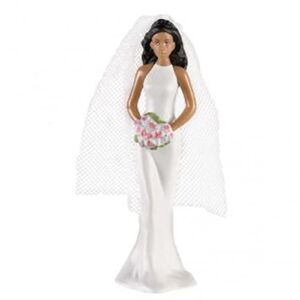Amscan 474849 Wedding Plastic Cake Topper, African American Bride, 4.25″, 1 piece