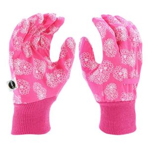 Miracle-Gro MG64002-WML Lightweight Canvas Gardening Gloves – Floral Print, Medium-Large, Women’s Polycot Work Gloves with Knit Wrists