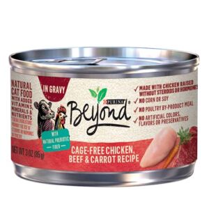 Purina Beyond Natural Wet Cat Food in Gravy, Chicken & Beef Recipe – (12) 3 oz. Cans