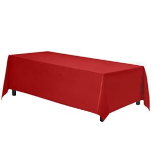 Gee Di Moda Rectangle Tablecloth | 90 x 132 Inch – Red Rectangular Table Cloth for 6 Foot Table in Washable Polyester | Great for Buffet Table, Parties, Holiday Dinner, Wedding & Baby Shower