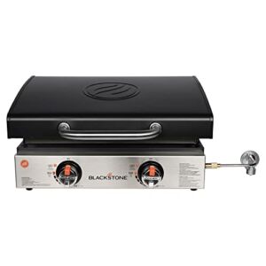 Blackstone 1813 Stainless Steel Propane Gas Hood Portable, Flat Griddle Grill Station for Kitchen, Camping, Outdoor, Tailgating, Tabletop, Countertop – Heavy Duty, 12, 000 BTUs, 22 Inch, Black
