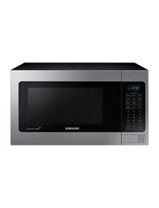 SAMSUNG 1.1 Cu Ft Countertop Microwave Oven w/ Grilling Element, Ceramic Enamel Interior, Auto Cook Options, 1000 Watt, MG11H2020CT/AA, Stainless Steel, Black w/ Mirror Finish
