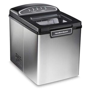 Hamilton Beach 86150 Countertop Ice Maker, Compact & Portable Design, Makes 28 Pounds Per Day, Stainless Steel