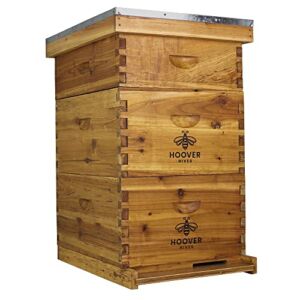 Hoover Hives 10 Frame Langstroth Beehive Dipped in 100% Beeswax Includes Wooden Frames & Waxed Foundations (2 Deep Boxes, 1 Medium Box)