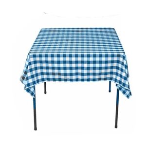 Square Checkered Tablecloth 81×81 Inches (Turquoise & White) By Runner Linens Factory