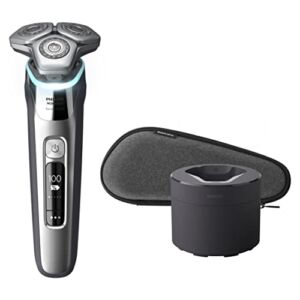 Philips Norelco 9500 Rechargeable Wet & Dry Electric Shaver with Quick Clean, Travel Case, Pop up Trimmer, S9985/84, Black