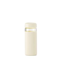 W&P Porter Glass Wide Mouth Bottle w/ Protective Silicone Sleeve | Cream 16 Ounces | On-the-Go |Reusable Bottle | Portable and Lightweight | Dishwasher Safe