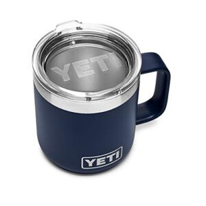 YETI Rambler 10 oz Stackable Mug, Stainless Steel, Vacuum Insulated with Standard Lid, Navy