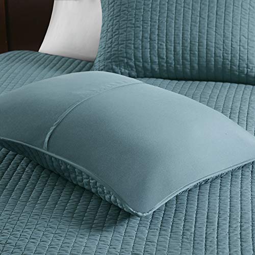 Madison Park Keaton Quilt Set-Casual Channel Stitching Design All Season, Lightweight Coverlet Bedspread Bedding, Shams, King/Cal King(104″x94″), Stripe Teal | The Storepaperoomates Retail Market - Fast Affordable Shopping