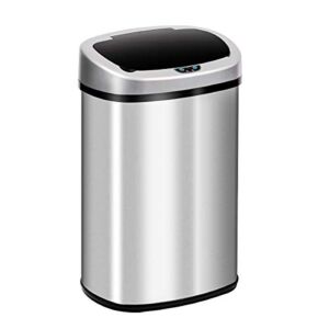 13 Gallon Kitchen Trash Can Touch Free Automatic Stainless Steel Trash Can Electronic Touchless Motion Sensor Automatic Trash Can with Lid Home Bathroom Office Restroom Brushed Large Dustbin,50L