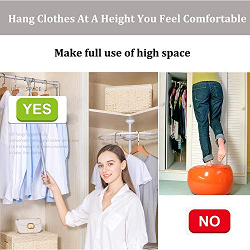 uyoyous Pull Down Closet Rod Aluminum Adjustable 35-46.7 Inch Heavy Duty Closet Pull Down Rods Hanger for Hanging Clothes Wardrobe Lift Rail Organizer Storage System Side Mounted Expanding Tubing | The Storepaperoomates Retail Market - Fast Affordable Shopping