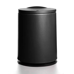 HANAMYA 10 Liter /2.6 Gallon Cylindrical Trash Can with Press Top Lid, Round Garbage Bin, for Home, Office, Bathroom, Black