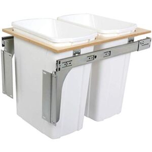 Knape & Vogt 18 in. H x 15 in. W x 23 in. D Steel in-Cabinet 35 Qt. Double Top Mount Pull Out Trash Can, White