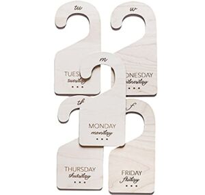 White Loft Weekly Clothes Organizer for Kids Closet, School Uniform and Kids Closet Organizer – Durable Birch Dividers by Days of The Week Mon to Fri – Timeless Design for Any Kids Decor (Set of 5)…