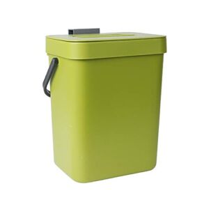 VIGIND Hanging Small Trash Can with Lid Under Sink for Kitchen, 5 L/ 1.3 Gallons Plastic Waste Basket,Food Waste Bin,Kitchen Compost Bin for Counter Top,Bathroom/Office (Green)