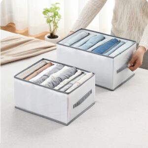 Wardrobe Clothes Organizer for Jeans 2PCS, Upgraded Large Capacity Wardrobe Clothes Organizer for Folded Clothes with Hand-Held, Drawer Organizers for Clothing for T-Shirt, Legging, Skirts, Jeans