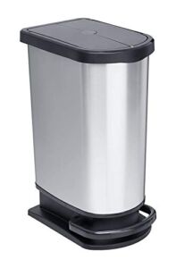 Rotho Paso Refuse Pedal Bin Duo 50 Litre, in-Mould Labelling Silver Metallic, One Size