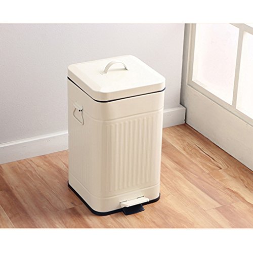 Trash Can Bathroom with Lid, Square for Bedroom with Lid and Handle, Waste Bin Soft Close, Retro Vintage Garbage Metal Cans for Office, Removable Inner Bucket | The Storepaperoomates Retail Market - Fast Affordable Shopping