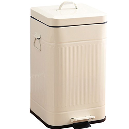 Trash Can Bathroom with Lid, Square for Bedroom with Lid and Handle, Waste Bin Soft Close, Retro Vintage Garbage Metal Cans for Office, Removable Inner Bucket | The Storepaperoomates Retail Market - Fast Affordable Shopping
