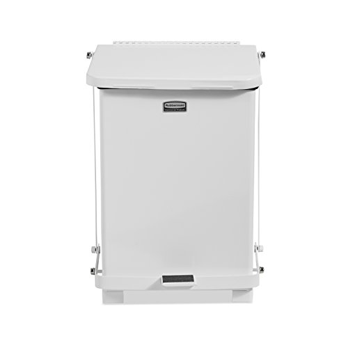Rubbermaid Commercial ST7EWHPL Defenders Biohazard Step Can, Square, Steel, 7gal, White | The Storepaperoomates Retail Market - Fast Affordable Shopping