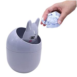 ScutPrime Can for Office Desktop Coffee Table Kitchen Small Garbage Can Cute Plastic Trash Can Shake Cover Bucket