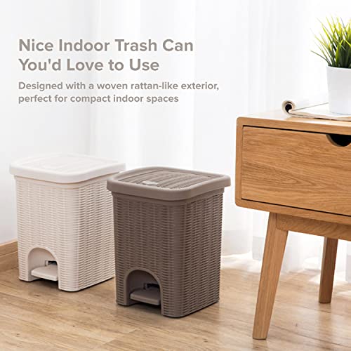 Rattan Style Plastic Garbage Can – Touchless Trash Can with Foot Pedal – Step On Trash Can with Lid – Double Barrel Trash Can for Bathroom – Kitchen Trash Can – Pop Up Trash Bin – 7.8″x12.4″ – Beige | The Storepaperoomates Retail Market - Fast Affordable Shopping