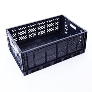 AYKASA Collapsible Storage Bin Container Basket Tote, Folding Basket Crate Container : Storage, Kitchen, Houseware Utility Basket Tote Crate = Maxi-Box Comfort Lock (Navy)