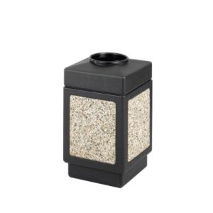 Safco Products Canmeleon Outdoor/Indoor Aggregate Panel Trash Can 9471NC, Black, Natural Stone Panels, 38 Gallon Capacity