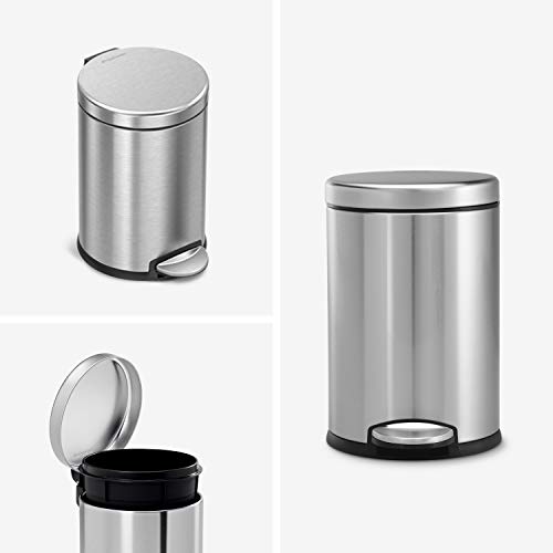 simplehuman 10 Liter / 2.6 Gallon Butterfly Lid Bathroom Step Trash Can, Brushed Stainless Steel & Gallon Round Bathroom Step Trash Can, 4.5 Liter / 1.2 Gallon, Brushed Stainless Steel | The Storepaperoomates Retail Market - Fast Affordable Shopping