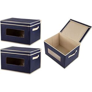 Juvale Foldable Storage Bins, Fabric Cubes (Navy, 16.2 x 10 x 12 in, 3 Pack)
