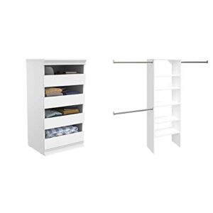 ClosetMaid 4561 Modular Closet Storage Stackable Unit with 4-Drawers, White & SuiteSymphony Starter Tower Kit, 25′, Pure White