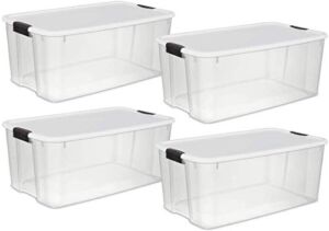 Sterilite Storage System Solution with 116 Quart Clear Stackable Storage Box Organization Containers with White Latching Lid, 8 Pack