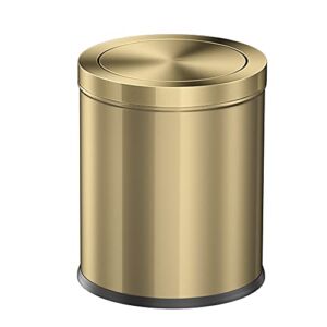 Stainless Steel Trash can,Bathroom Garbage can with lid，Small Trash Can with Flipping Lid, 4gallon,Garbage cans for Kitchen，Living Room. Metallic Gold (Singer) (Gold)