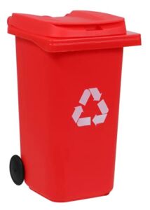 DTSC Pencil Holder Durable Plastic Mini Recycle Trash Can Waste Bin Storage Lightweight Stylish Cool Fun Anywhere Desktop Tabletop Red