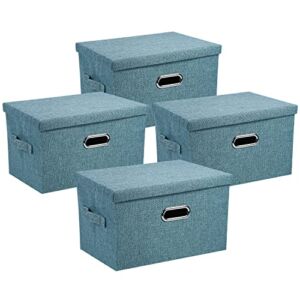 Small Storage Boxes with Lids for Organizing 4Pack Storage Baskets for Shelves, Closet organization Bins for Office, Bedroom, Closet, Toys