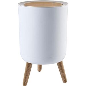 Kelendle Nordic Waste Basket Push Top Trash Can with Lid Garbage Can with Long Legs Modern Round Trash Bin for Kitchen Bathroom